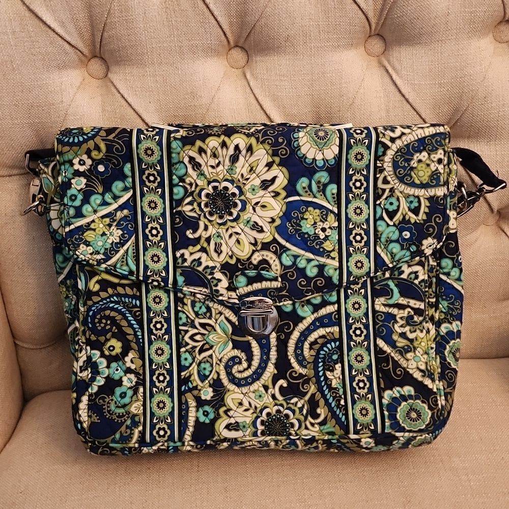 Like New Vera Bradley Blue and Green Messenger Bag
